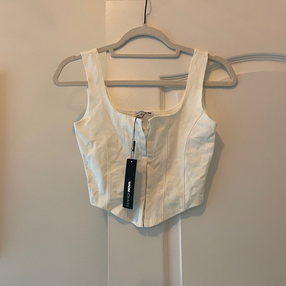 Fashion Nova Tops - Fashion Nova White Corset Crop Top